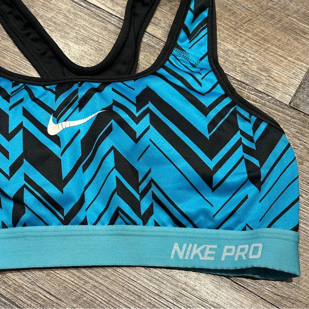 Nike Pro Dri-fit Women's Blue Patterned Sports Bra Medium